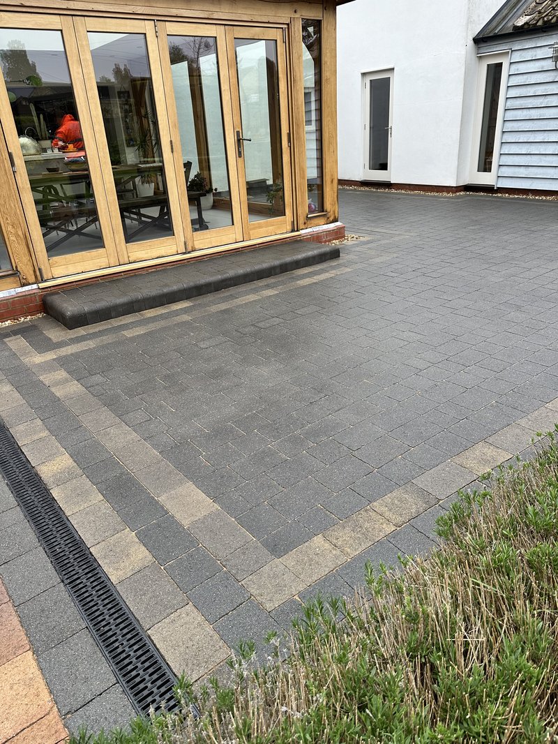 Rumbled, Three size, Concrete, Marshalls block installation process in The Green, Histon, CB24 9JA