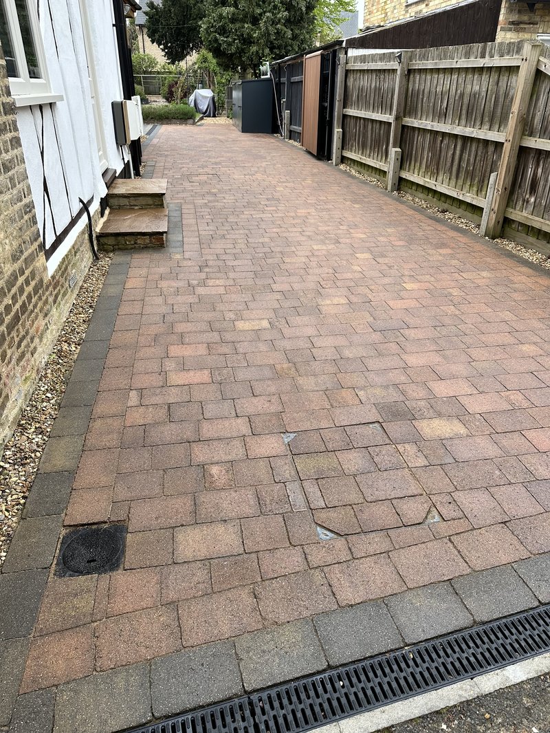 Completed block driveway project in The Green, Histon, CB24 9JA